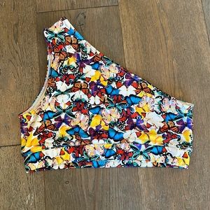 Brittany Allen multi color butterfly crop size medium